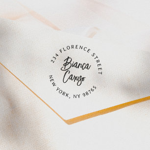 太文字スクリプトレタリング ネーム ラウンド 返送先住所 ラバースタンプ