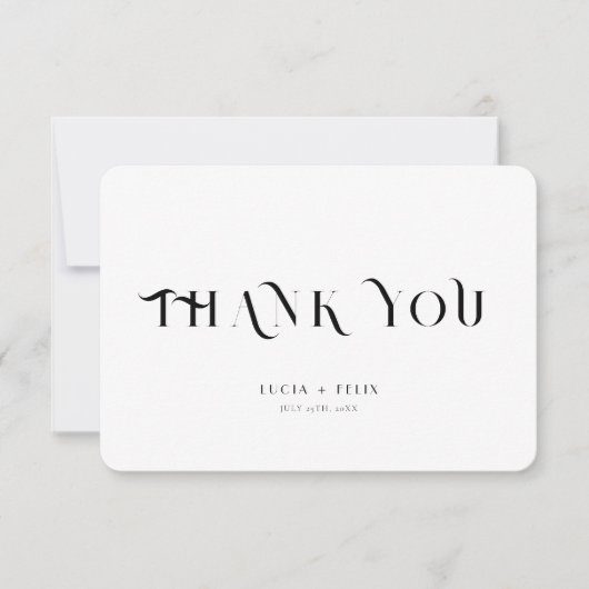 太文字 ブラック＆ホワイト モダン お礼カード 招待状 (正面)