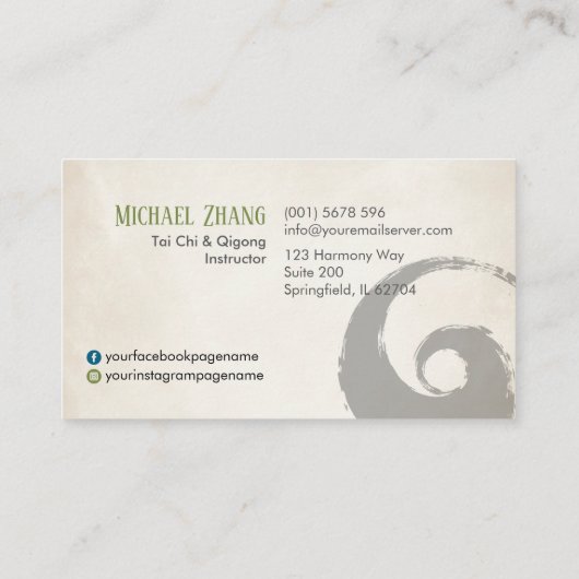 太極拳と気功 – プーア/バグア 名刺 (裏面)