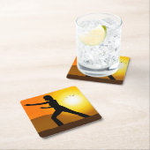 太極拳シルエットをしている女性 スクエアペーパーコースター (インサイチュ)