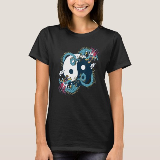 太極拳ドラゴンデザイン瞑想T Tシャツ (正面)