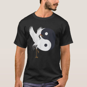 太極拳 白鶴 陰陽 気功 中国 白 Tシャツ