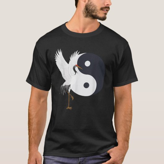 太極拳 白鶴 陰陽 気功 中国 白 Tシャツ (正面)