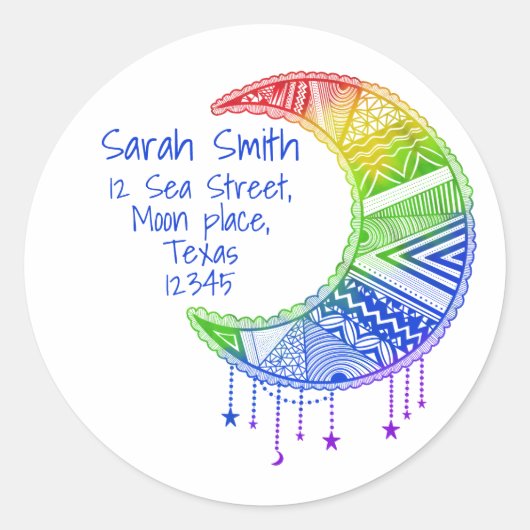 太郎ムーン，ボホ，虹，住所 シール (正面)