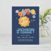 太陽おもしろい惑星宇宙空間子供の誕生日 招待状 (スタンド正面)