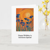 太陽および赤い空、特別な誰かへのハッピーバースデー カード (黄色い花)