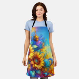 太陽お洒落の花 エプロン