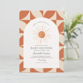 太陽がやってくる バーンオレンジの太陽 ベイビーシャワー 招待状 (スタンド正面)