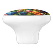 太陽がオウムに花をカラフル付ける セラミックノブ (側面)