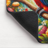 太陽がオウムに花をカラフル付ける マウスパッド (コーナー)