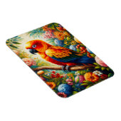 太陽がオウムに花をカラフル付ける マグネット (右側)