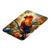 太陽がオウムに花をカラフル付ける マグネット (左側)