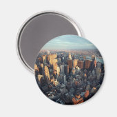 太陽がニューヨークの街並みを一望 マグネット (正面/裏面)
