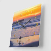 太陽がホームサーファーに向かう スクエア壁時計 (傾斜)