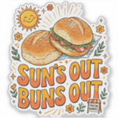 太陽が出たらパンも出る レトロな夏のデザイン シール (正面)