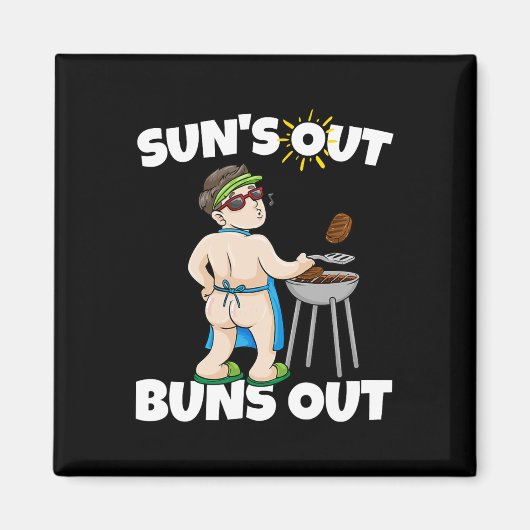 太陽が出てる時はお尻も出てる I Rbecue ポーク BBQ グリル マグネット (正面)