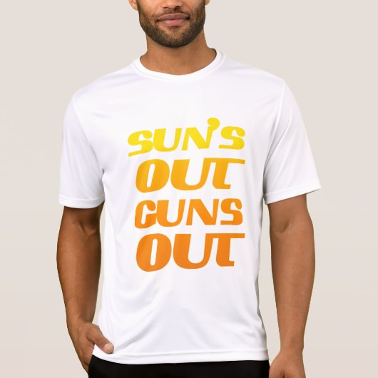 太陽が出てる時は筋肉も出そう フィットネスとジム Tシャツ (正面)