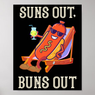 太陽が出てる ソーセージ BBQ ホットドッグの日 ポスター