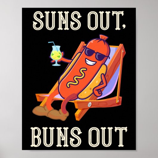 太陽が出てる ソーセージ BBQ ホットドッグの日 ポスター (正面)
