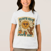 太陽が出て楽しい!-レトロキッズサマーティー トライブレンドTシャツ (正面)