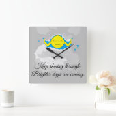 太陽が嵐の雲を突き抜ける： スクエア壁時計 (ホーム)