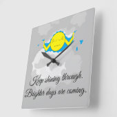 太陽が嵐の雲を突き抜ける： スクエア壁時計 (傾斜)