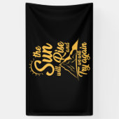 太陽が昇り、再び試みるおもしろい 横断幕 (縦)