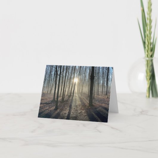 太陽が木々の風景グリーティングカードを覗く カード (正面)