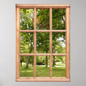 太陽が木の眺めを通って窓から ポスター (正面)