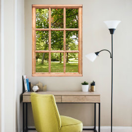 太陽が木の眺めを通って窓から ポスター