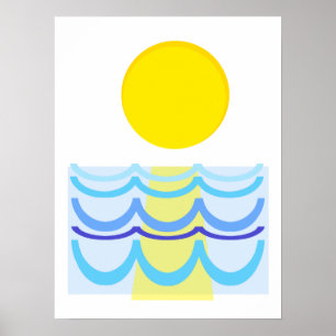太陽が水上抽象芸術 ポスター