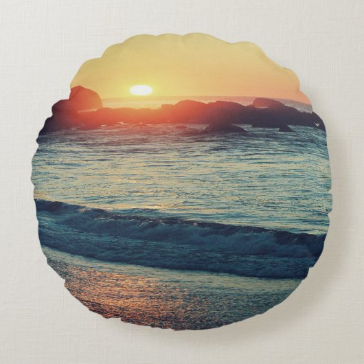 太陽が沈むにつれて... ラウンドクッション (正面)