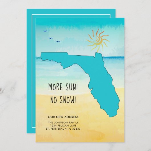 太陽だ!雪は降らない!フロリダのニューホーム 案内状 (正面/裏面)