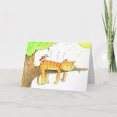 太陽で寝る猫の挨拶 カード (正面)