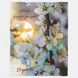 太陽とアプリコ日本のットの花 フリースブランケット