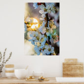 太陽とアプリコ日本のットの花 ポスター (キッチン)