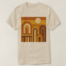 太陽とアーチの中世モダン幾何学デザイン Tシャツ
