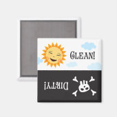 太陽とスカルでクリーンな汚れた食洗機マグネット マグネット (正面/裏面)