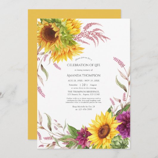 太陽とブルゴーニュの梅フローラお祝い 招待状 (正面/裏面)