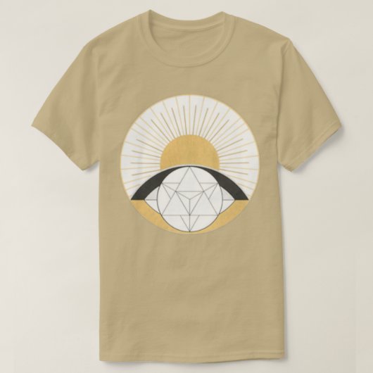 太陽とメルカバの小パターン Tシャツ (デザイン正面)