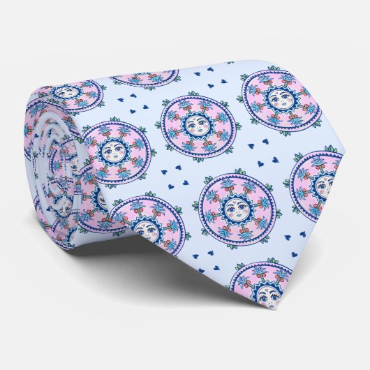 太陽とヤシの木が一周する ネクタイ (ロール)