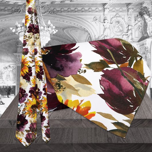 太陽とワイン結婚の白 ネクタイ