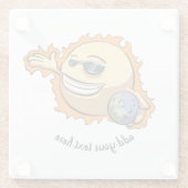 太陽と地球の温暖化気候変動の漫画 ガラスコースター (裏面)