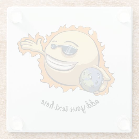 太陽と地球の温暖化気候変動の漫画 ガラスコースター (裏面)