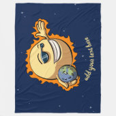 太陽と地球の温暖化気候変動の漫画 フリースブランケット (正面)