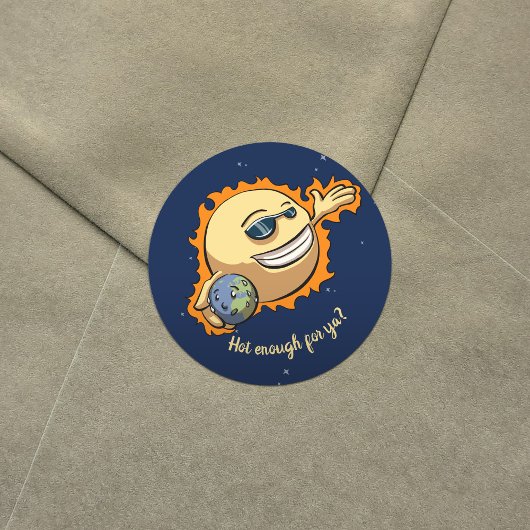 太陽と地球の温暖化気候変動の漫画 ラウンドシール