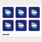 太陽と地球 –  スクエアシール (シート)