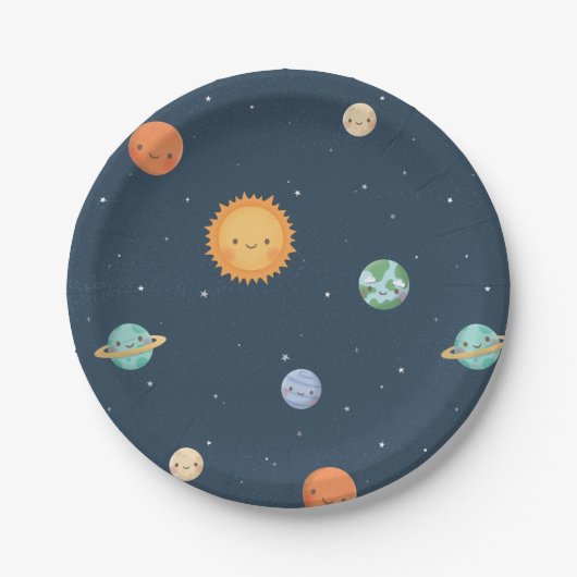 太陽と惑星の宇宙パーティーグッズ ペーパープレート (正面)