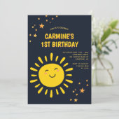 太陽と星の男の子1歳の誕生日 招待状 (スタンド正面)