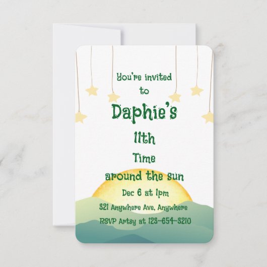 太陽と星 招待状 (正面)